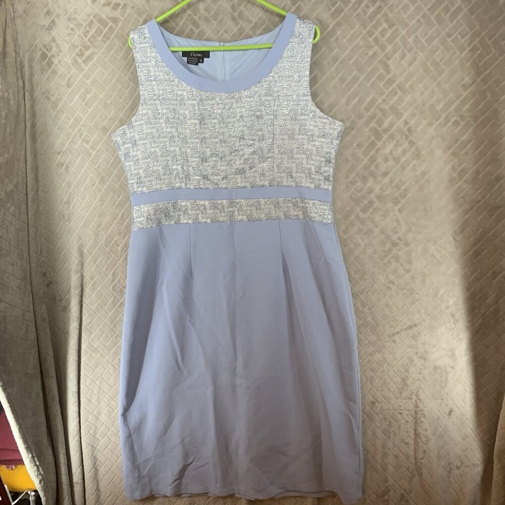 Tasia Womens 12 Dress Light Blue Above the Knee Sheath Conservative Pencil